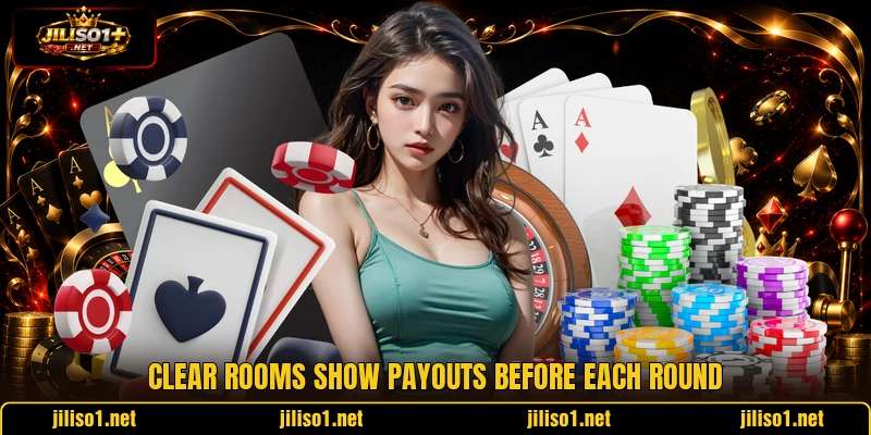 Clear rooms show payouts before each round Clear rooms show payouts before each round