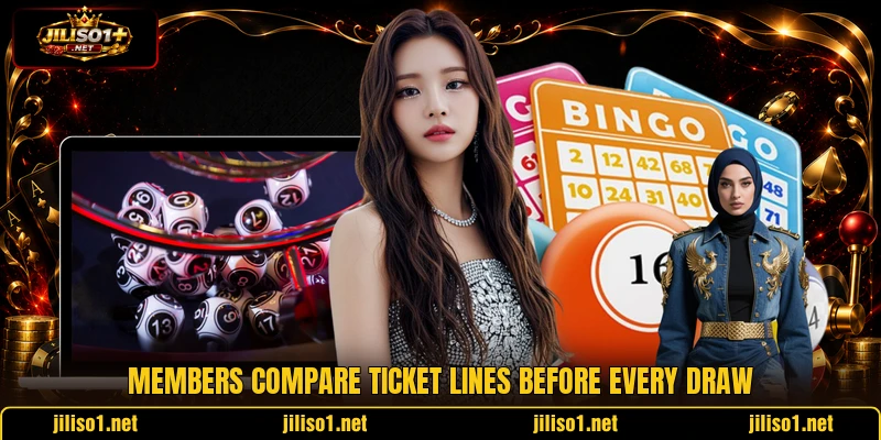 Members compare ticket lines before every draw Members compare ticket lines before every draw