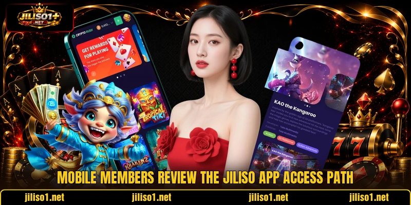 Mobile members review the JILISO app access path