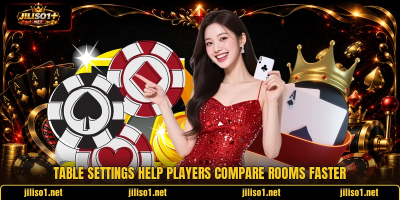 Table settings help players compare rooms faster